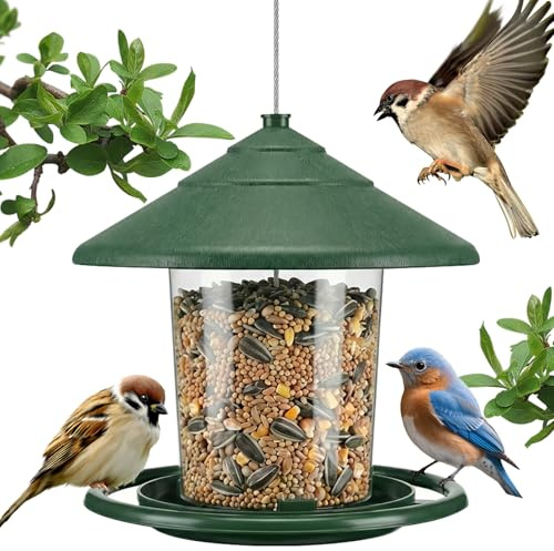 PBWZF Vogelfutterhaus zum Aufhängen, Wildvogel Vogelfutterspender zum Aufhängen, Vogelfutterstation Vogelhaus zum Aufhängen Wetterfest, Kunststoff Futterhaus für Vögel Geignet für Balkon Garten