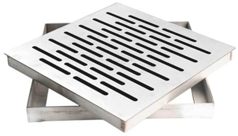 Ubric Couvercle de Drainage de Sol en Acier Inoxydable avec Cadre 300 x 300 x 20 mm Grille d'évacuation carrée antidérapante pour Cuisine, Salle de Bain, Jardin en Plein air