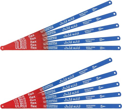 Hocklliy 10 Pcs Hacksaw Blades, 300mm Hacksaw Blades for Metal Cutting, High Carbon Steel Replacement Blade for Metal Wood PVC, 18T & 24T