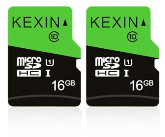 KEXIN Lot de 2 Cartes Micro SD 16 Go MicroSDHC UHS-I Classe 10 A1 U1 Mini SD avec Adaptateur Carte mémoire pour Smartphone, Tablette, Appareil Photo