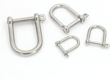 Manille en arc en acier inoxydable, Manille à vis large en D acier inoxydable 316 de qualité marine, 5-12mm, argent, paquet 5(M8 Wide D Shackle)