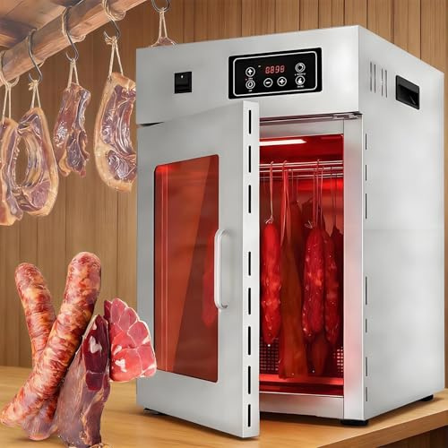 Food Dehydrator and Jerky Dryer, 800W Stainless Steel, 7.5kg Large Capacity, 360° Rotating Drying, 24-Hour Timer, Temperature Range 86-194°F