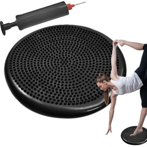 Uppblåsbar balanskudde 34cm PVC med pump - Fitness Yoga Stabilitetsskiva | Balansbräda Oscillerande Sensorisk Sits Barnkontor Förstärkning Kärnkoordination Hållning Sport