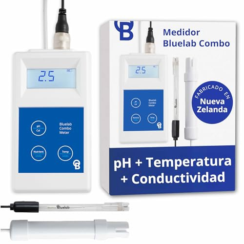 Medidor combinado METCOM de Bluelab - Medidor combinado de pH, temperatura y conductividad (CE) con sondas, de fácil calibración