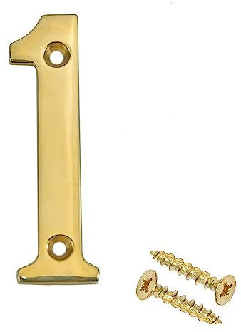 Merriway BH04227 Carattere Numerico in Ottone Massiccio, Finitura Laccata e Lucidata, Numero 1, Bianco, 75 mm