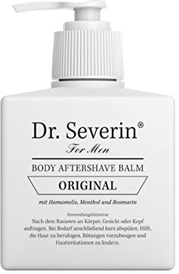 Dr. Severin® Men Original Body Aftershave Balsam I gegen Rasierpickel I befreit von Irritationen I Kühleffekt I aluminiumfrei I vegan I 2 in 1 I für den ganzen Körper I Pumpspender I 200 ml