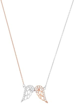 Amor Kette mit Anhänger 925 Sterling Silber Damen Halsschmuck, mit Zirkonia synth., 42 cm, Bicolor, Flügel, Kommt in Schmuck Geschenk Box, 2016299