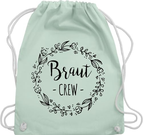Turnbeutel Rucksack - JGA Junggesellenabschied Frauen - Braut Crew Team Braut - Unisize - Pastell Grün - blumenkranz brauttaschen bachelorette party turnsackerl junggesellinnenabschied outfit