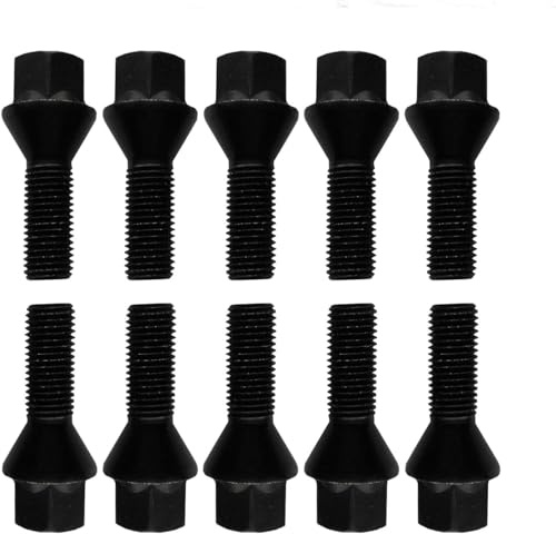 10 Radschrauben Radbolzen schwarz Kegelbund M14x1,5 25mm