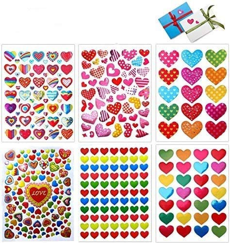 Dream Loom Herz Aufkleber, 60 Blatt Herzen Liebe Aufkleber Deko Sticker für Scrapbooking, Valentinstag, Hochzeit (Bunt)