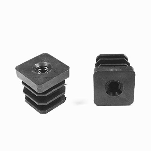 ajile Embout Insert Plastique Carré pour Tube 25 x 25 mm épaisseur 1,5 mm Fileté Taraudé Diamètre 8 mm (M8) - Sachet de 10 pièces - EFD826x10-FBA