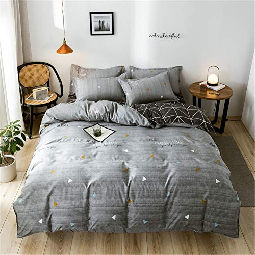 Treer Set di Biancheria da Letto 4 Pezzi, Microfibra Set Biancheria da Letto con Copripiumino, Federe e Lenzuola Piane per Letto Singolo Matrimoniale King (Triangolo Geometrico,220x240cm)