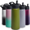 Triple Insulated Stainless Steel Water Bottle with Straw Lid - Flip Top Lid - Wide Mouth Cap (750 ML) Insulated Water Bottles, Keeps Hot and Cold - Great for Hiking & Biking (Army Green)