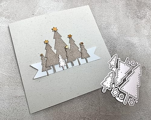 Cutting dies Stanzschablone Tanne Tannenbaum Weihnachtsbaum 3zack, bis 3x7,5 cm, 4-tlg