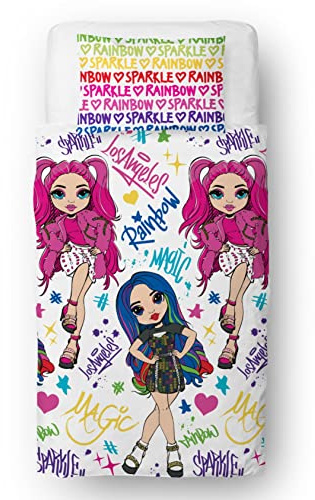 Rainbow High Official Single Childs Duvet Cover Set | Glow Design Reversible 2 Sided Bedding Including Matching Pillow Case | Character World Brands Single Bed Set