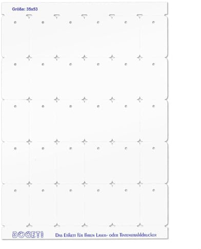 POKORNYS - 3.000 Bogeti Blattlaser Kartonetiketten (35 x 53 mm) auf DIN-A4 Bogen I Etiketten für Laserdrucker, Tintenstahldrucker uvm. I Preisschilder mit 3 mm Lochung für Sicherheitsfäden & Heftfäden