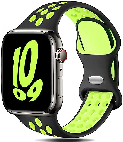 Gulemfy armband kompatibelt med Apple Watch, 44, 42, 45, 49, 41, 40, 38 mm, andningsbart silikon, sportband, ersättning för iWatch serien Ultra 8/7/6/5/4/3/SE, män och kvinnor