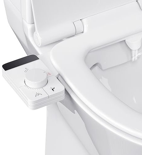 Potuem Bidet Attachment for Toilet UK, Non-Electric Ultra Slim Bidet cold water bidet with Self-Cleaning Dual Nozzle Front & Rear Wash Bidet Toilet Attachment, Adjustable Water Pressure