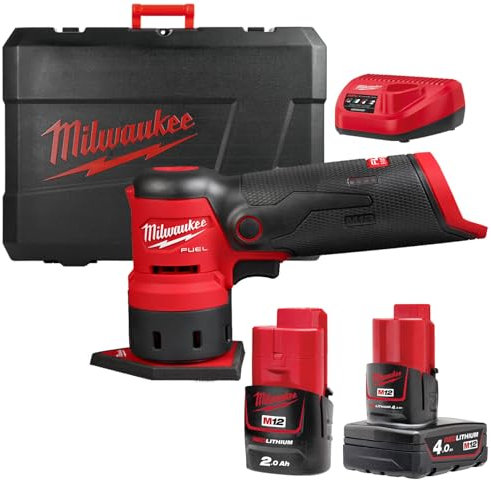 Milwaukee Ponceuse sans fil M12 FDSS Fuel 12 V sans balais 1 x 2 Ah et 1 x 4 Ah Li-ion