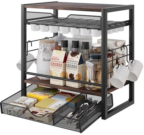 TQVAI Porta Capsule Confezione da 70 Capsule, Acciaio e Legno MDF, Multifunzione Cassetto Porta Cialde Caffè Organizer, per Armadietto, Nero