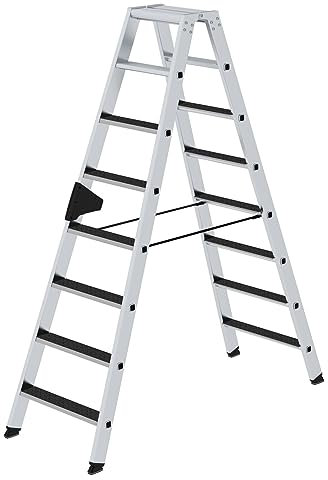 PROREGAL Stufen-Stehleiter | beidseitig begehbar mit Clip-Step R13 | 2x8 Stufen | Leiter, Teleskopleiter, Trittleiter, Bockleiter, Sprossen-Doppelleiter