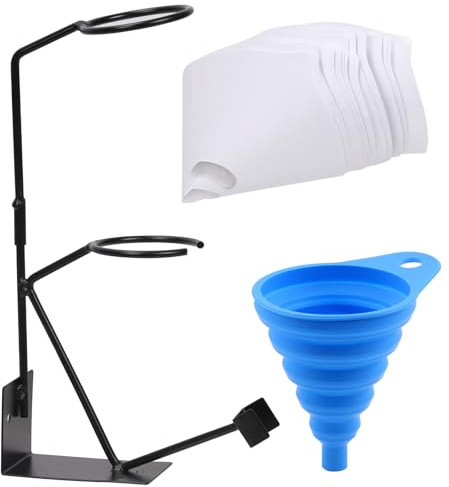 Swpeet 52Pcs 15 Global Gravity Feed Lack Spritzpistole Halter Stand mit Siebhalter, 12CM Silikon Trichter, 100 Mikron Farbfilter mit feinem Nylon Mesh Sortiment Kit für HVLP Home Auto Spritzpistole