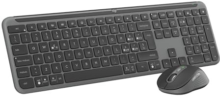 Logitech MK950 Signature Slim wireless tastiera e mouse Kit con di digitazione silenziosi, switch tra tre dispositivi, Bluetooth, più sistemi operativi, Windows, Mac, Layout Italiano QWERTY, Grafite