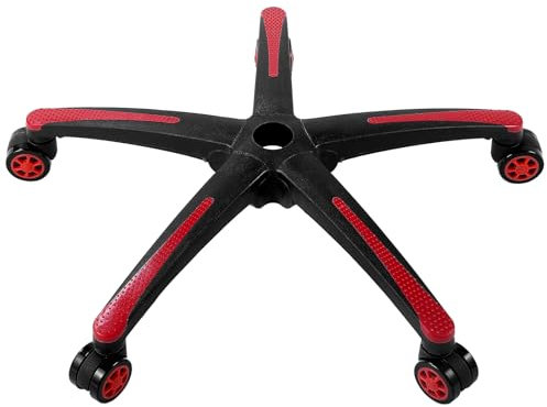 VEVOR Office Chair Base Replacement, 28, 2500 lbs Static Load, Heavy Duty Universal Computer Desk Chair Stool Base Part with 5 Casters and Reinforced Legs, Desk Chair Base Replacement, Black + Red