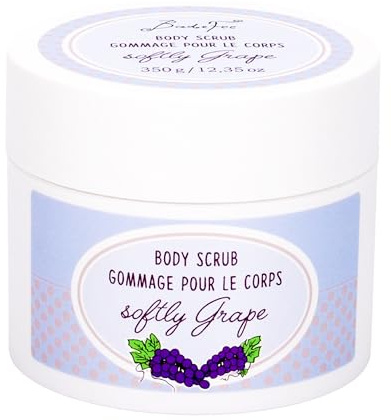 BadeFee - Körperpeeling Softly Grape 350 g, Body Scrub mit Meersalz, Mandelöl & Sheabutter - reinigend & pflegend für geschmeidige Haut, ohne Mikroplastik, vegan & Tierversuchsfrei, Made in Germany