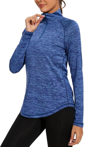 iClosam Womens 1/4 Zip Running Tops Long Sleeve Sports Top UPF 50+ Shirts