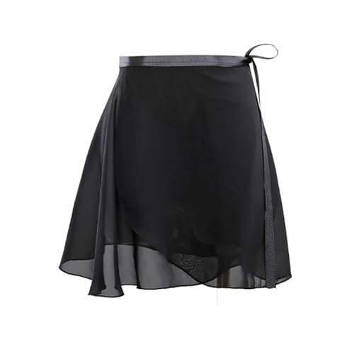 WJIAYAO Ballettkleidung Damen Mädchen Ballettrock aus durchsichtigem Chiffon, Ballett-Tutu, rosa, Gymnastikanzug, Röcke, Tanzrock(Black,L(Height130-160CM))