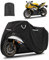 CEMOFE 210D Bache de Protection Moto Bache Moto Exterieur Etanche Housse Moto Impermeable avec Trous de Serrure et Fenêtre pour Plaque D'immatriculation (XL: 245 x 105 x 125cm)
