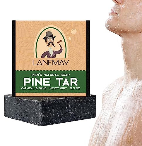 2 Pack Natürliche Seife für Männer, Kiefern Teer Seife für Männer, Naturseife ohne ätherische Öle, handgemachte natürliche Seife für Männer zum Entfernen von Hautschmutz und Öl (2×100g)