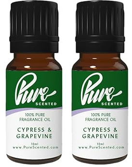 Pure Scented 20ml Fragrance Oils - 2 x 10ml Suitable for Candles, Soaps, Slime, Diffusers, Cosmetics, Wax Melts, Designer (2 x 10ml, Cypress & Grapevine)