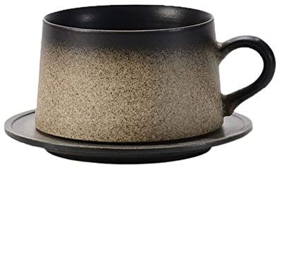 NEBE Tazas Taza de café Retro Hecha a Mano con Plato, Juego de Tazas de Oficina Simples, Taza de Leche de cerámica Gruesa for el hogar Tazas para Cafe