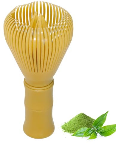 Batidor te Matcha, Matcha Kit de Ceremonia de Matcha Japonés de 80 Varillas té Matcha, Matcha Set Para La Preparación Tradicional De Té Matcha, Resina, Amarillo