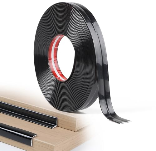 EFUTURETIME Molduras Decorativas Adhesivas Flexibles para Pared 2cm × 10m Tiras de Esquina para Puerta Ventana Zócalos Techos Armarios Protección Cantos Mesa, Negro Brillante