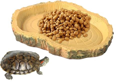 Futternapf für Schildkröten, Flacher und Flacher Reptiliennapf, lustiger -Futterspender, lustiges Haustierzubehör für Bartagamen, Eidechsen