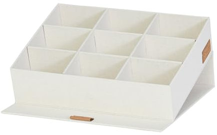 LOVE IT STORE IT - Premium - scatola portaoggetti con 9 scomparti con coperchio magnetico, tessuto in lino, coperchio incernierato, per fai da te, cucito e accessori creativi, 32x25x8 cm