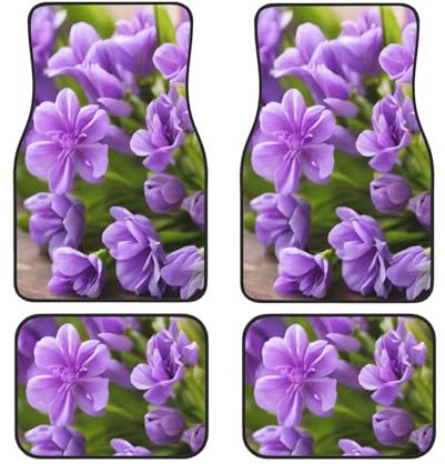 Lot de 4 tapis de sol universels en jacinthe violet – antidérapants et imperméables en néoprène (avant + arrière) pour voiture, SUV, camion, van
