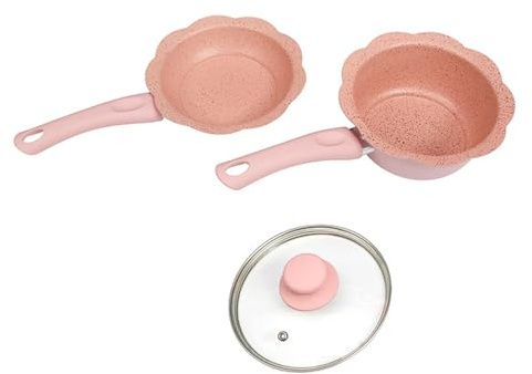 Nonstick Frying Pans Cooking Pots Multipurpose Milk Soup Stewing Pans Practical Dormitory Cookware with Glass Cover Lid Dormitory Cookware