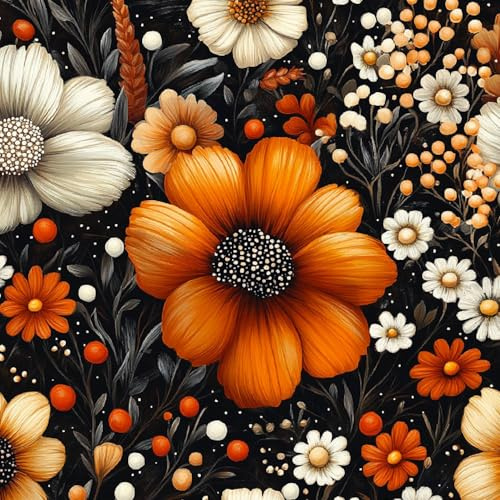 Colorful Flower Self Adhesive Wallpaper Chrysanthemum Contact Paper Peel and Stick Wallpaper Thicken Waterproof Matte with Sticky Back Canvas Wall Cabinets Furniture Stickers Decorate 0.3×5 m