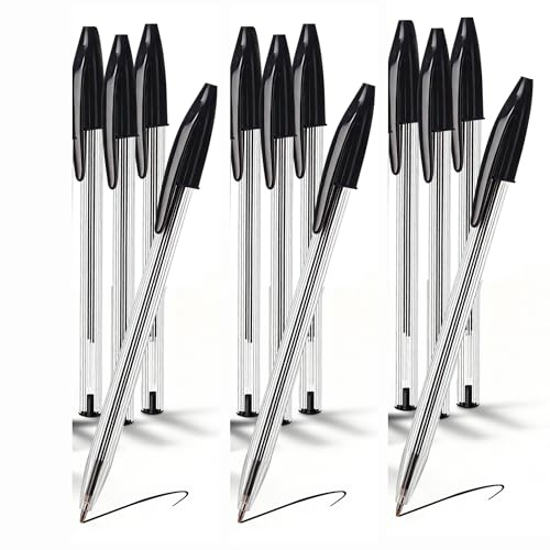 100 Pack Black Ballpoint Pens – Medium Point Smooth Writing Biro Pens with Quick-Dry Black Ink – Comfortable Grip, Smudge-Free – Bulk Multipack for Office, School, Students, Home & Stationery Supplies