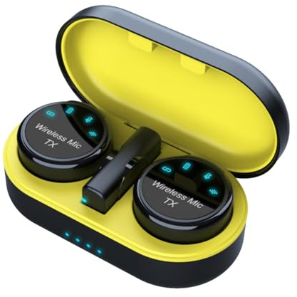 Fangxuee Microfono Lavalier Wireless Magnetico per Registrazione Audio Video, Microfono con Riduzione del Rumore con di Ricarica di Tipo C