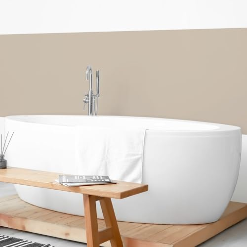 micasia Wandverkleidung Bad selbstklebend wasserfest mit Motiv fugenlos Wandpaneel - made in Germany - Design Hartfolie matt beige Badrückwand Unifarben statt Fliesen 1427-P (50x80cm)