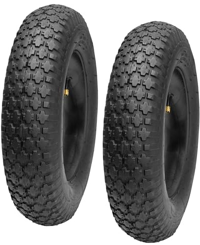 Garronda Set di 2 Copertone 4.80/4.00-8 2PR con Camera d’Aria (AV) per Ruota Carriola, compatibile con Ruote per Carrello, Ø 39 cm, da Giardino oppure Cantiere Ø 39 cm GD-0164, Nero