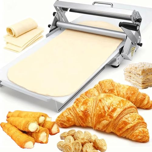 Laminadora de Masa Manual, Máquina para Hojaldre con Grosor Ajustable 0.5-27mm, para Cruasanes, Pizza y Pasta, Uso Profesional en Panadería y Doméstico para Fondant y Mazapán