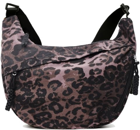 AUNGCSHE Leopard - Borsa a tracolla da donna, a mezza luna, con tracolla regolabile, per donne, viaggi, lavoro, tinta unita