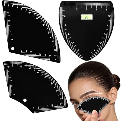 JimKing Lot de 3 règles à sourcils, kit de cartographie microblading pour sourcils rapides, outil de mesure réutilisable pour homme et femme