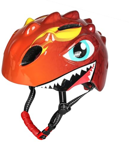 Plyisty Casque de Vélo pour Enfants, Dinosaure de Dessin animé, Réglable 50-54 Cm, PC EPS ventilé – équipement de sécurité de Cyclisme Léger pour Garçons, Filles, Tout-Petits, Scooter, Skate (S)